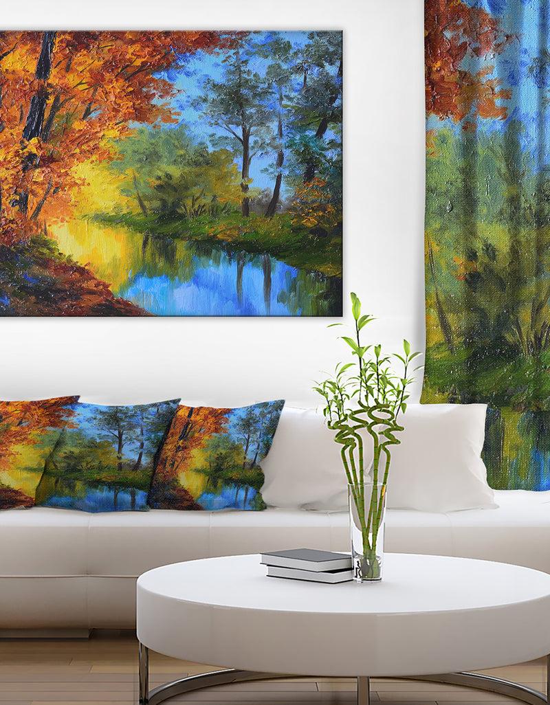 DesignQ Autumn Reflecting in River - Landscape Artwork Print