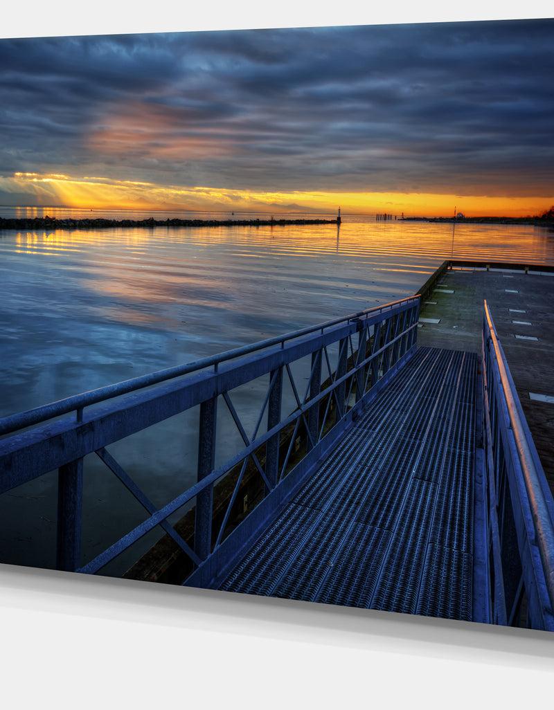 DesignQ Azure Waters Behind Pier - Seascape Photo Canvas Print