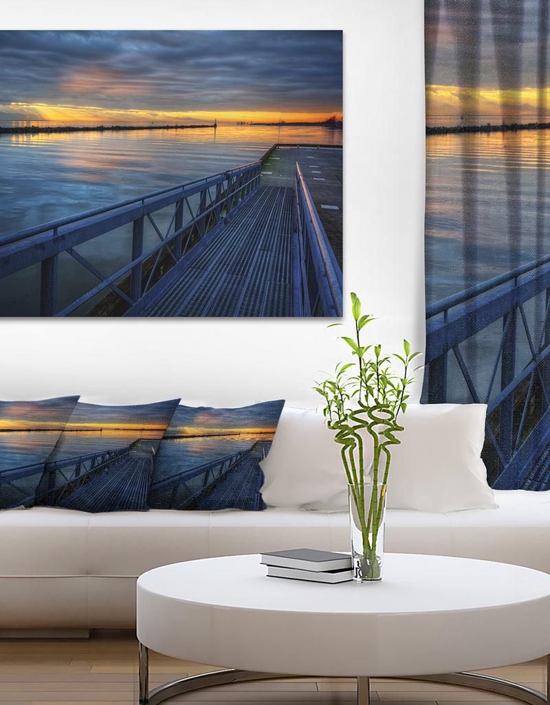 DesignQ Azure Waters Behind Pier - Seascape Photo Canvas Print
