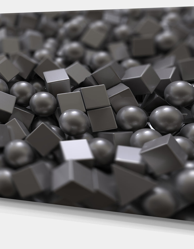DesignQ Balls And Cubes 3D Design - Abstract Artwork On Canvas
