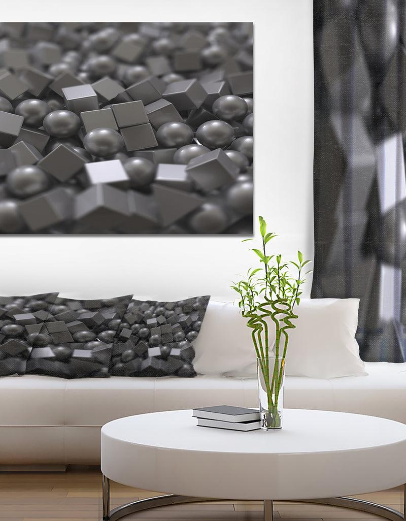 DesignQ Balls and Cubes 3D Design - Abstract Artwork on Canvas