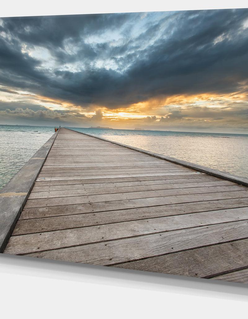DesignQ Beach Sunset In Koh Samui Thailand - Sea Bridge Canvas Wall Artwork
