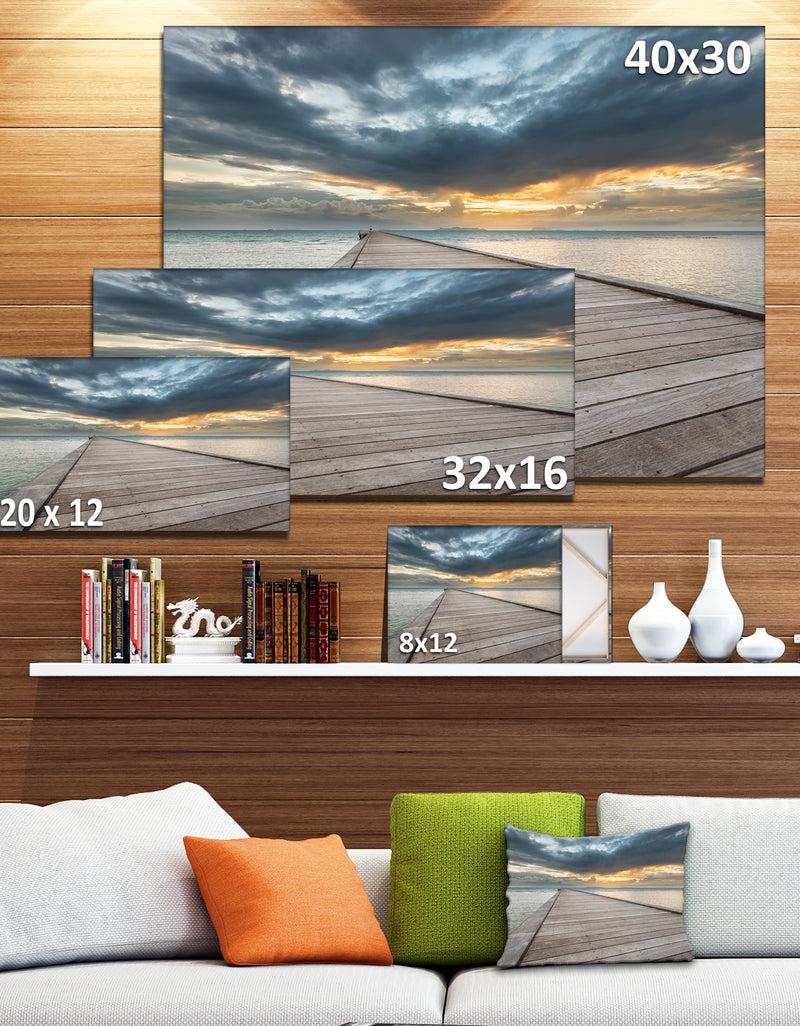 DesignQ Beach Sunset In Koh Samui Thailand - Sea Bridge Canvas Wall Artwork