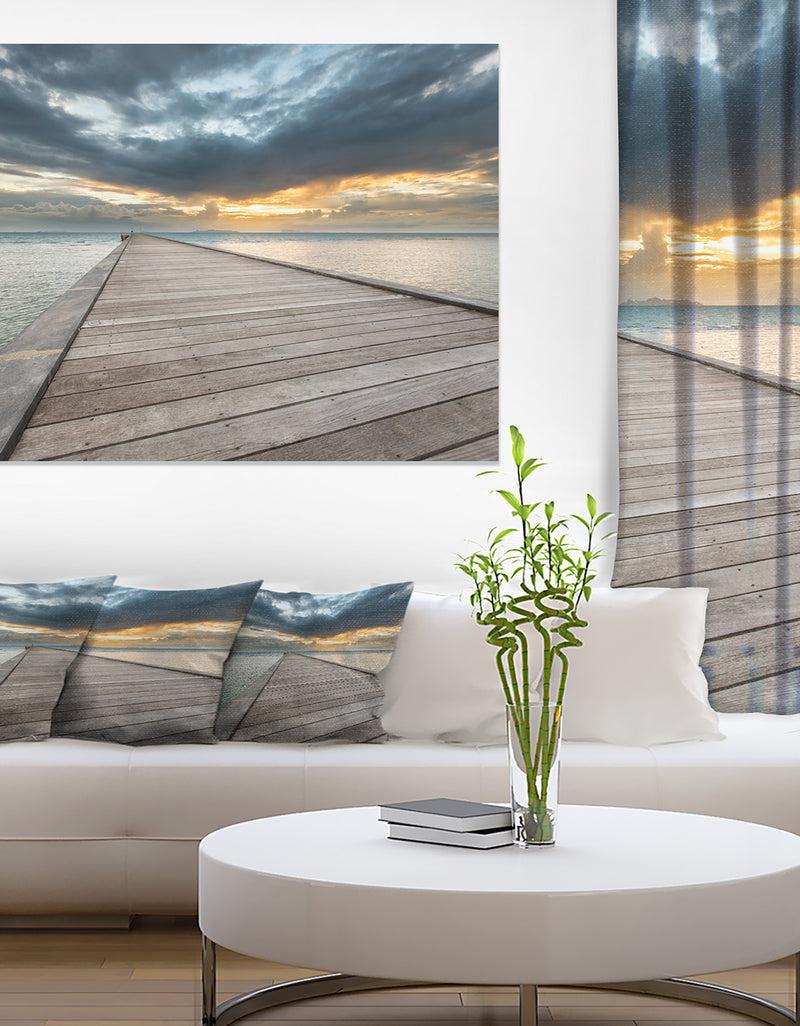 DesignQ Beach Sunset In Koh Samui Thailand - Sea Bridge Canvas Wall Artwork