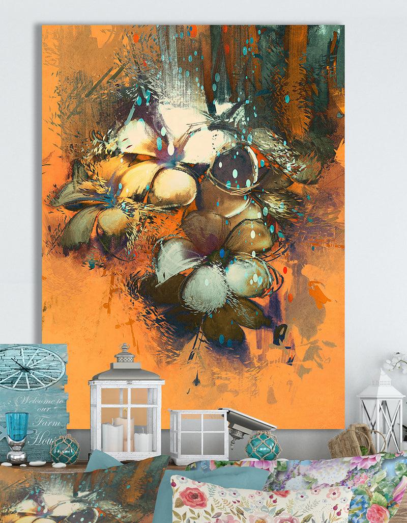 DesignQ Beautiful abstract colorful flowers design - Cottage Canvas Wall Art