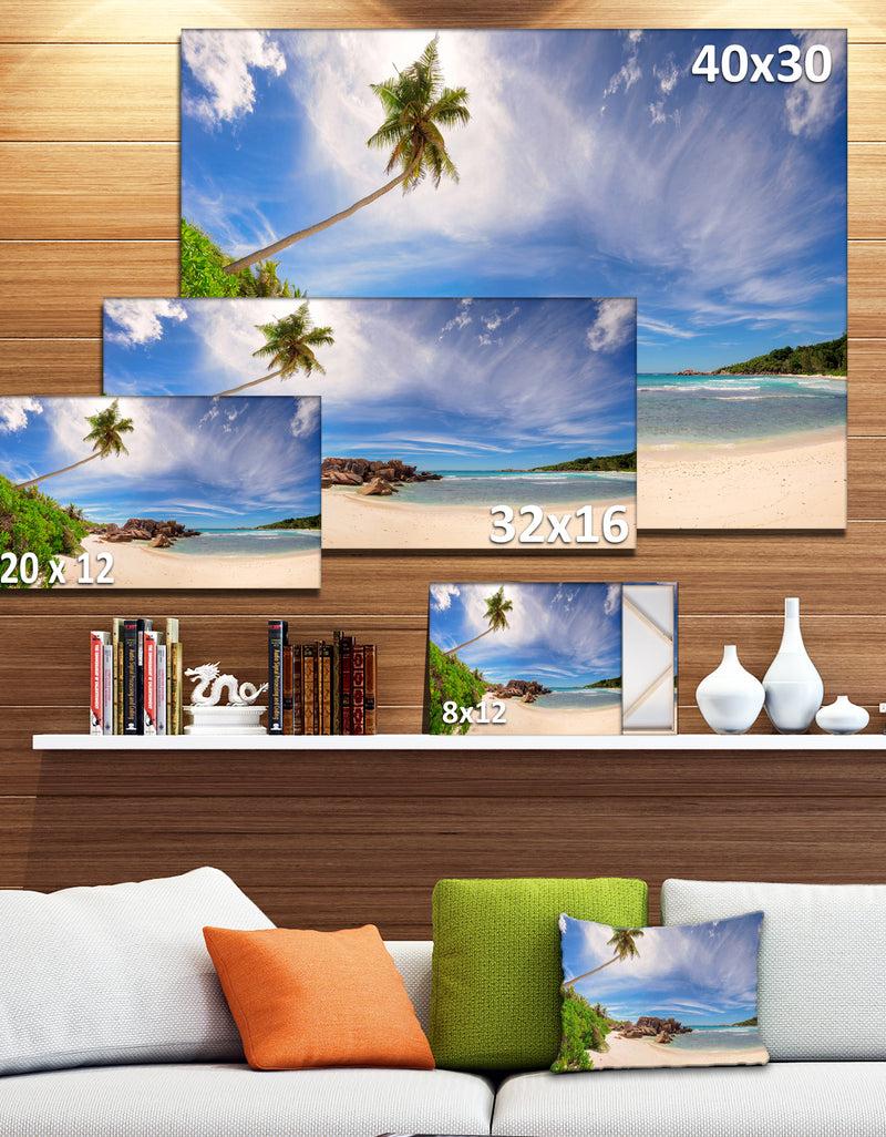 DesignQ Beautiful Beach At La Digue Seychelles - Large Seashore Canvas Print