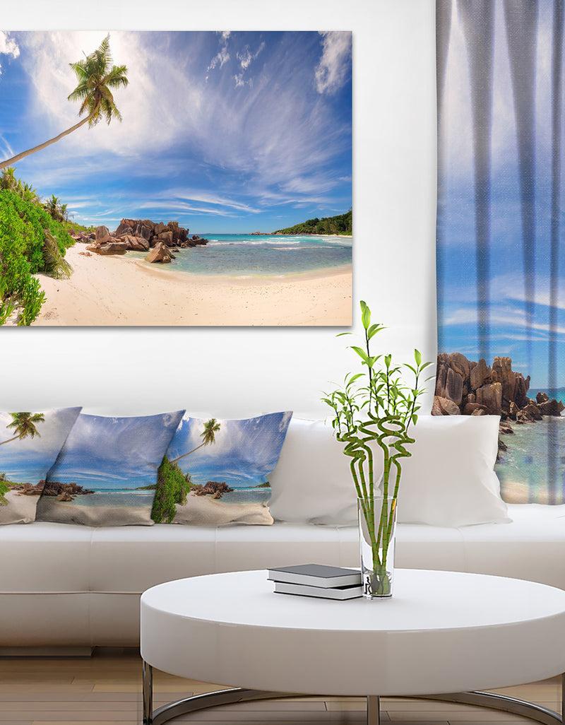 DesignQ Beautiful Beach at La Digue Seychelles - Large Seashore Canvas Print