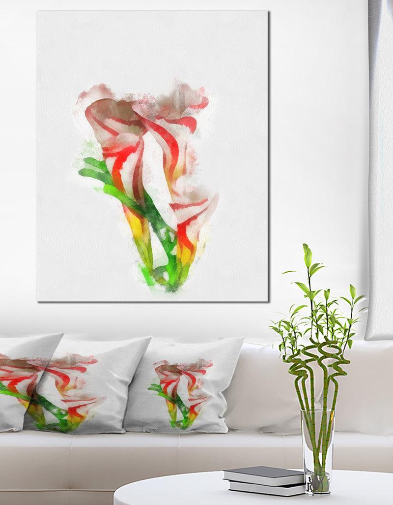 DesignQ Beautiful Bell Flower Watercolor - Extra Large Floral Canvas Art