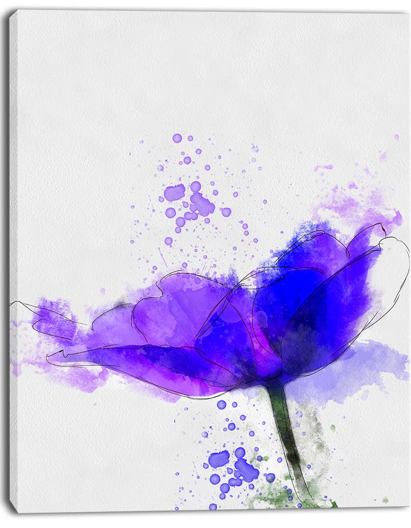 DesignQ Beautiful Blue Anemone Sketch - Floral Canvas Artwork Print