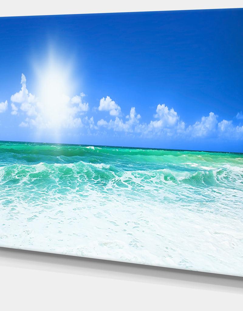 DesignQ Beautiful Blue Beach - Seascape Photography Canvas Print