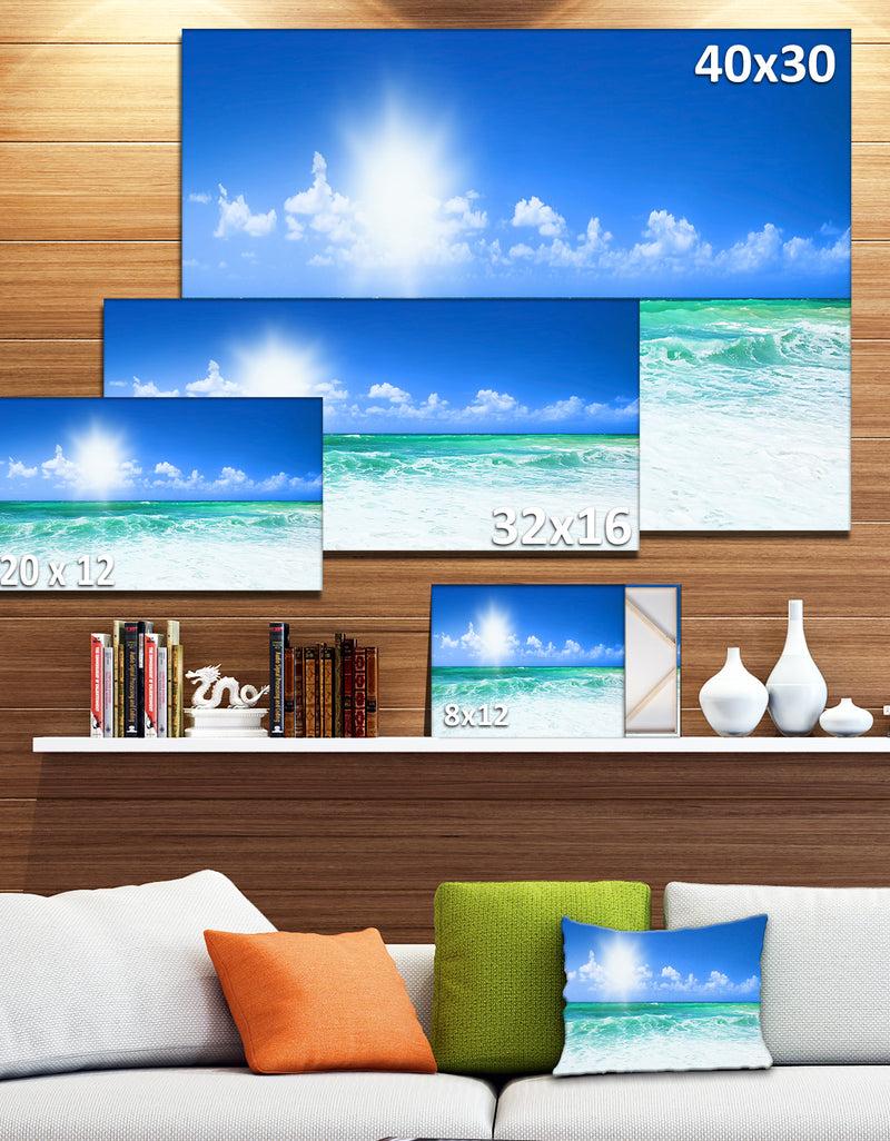 DesignQ Beautiful Blue Beach - Seascape Photography Canvas Print
