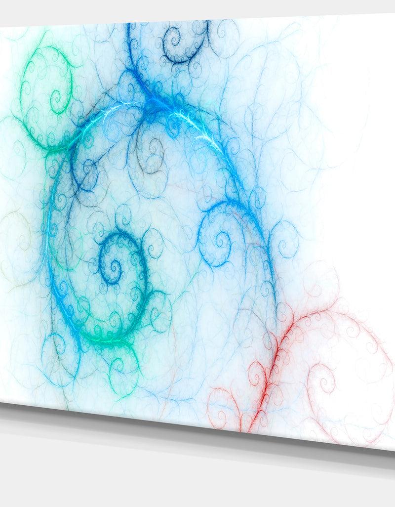 DesignQ Beautiful Blue Fractal Pattern - Abstract Wall Art Canvas