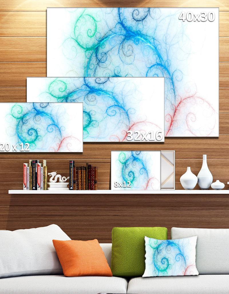 DesignQ Beautiful Blue Fractal Pattern - Abstract Wall Art Canvas