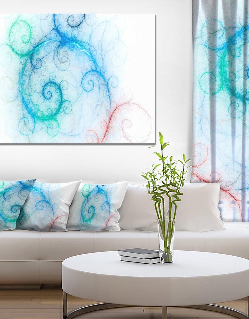 DesignQ Beautiful Blue Fractal Pattern - Abstract Wall Art Canvas