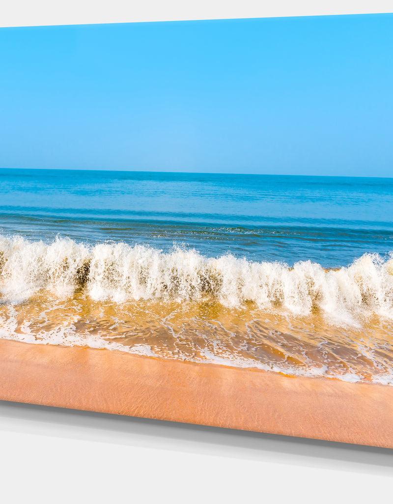 DesignQ Beautiful Blue Sea And Roaring Waves - Beach Canvas Wall Art