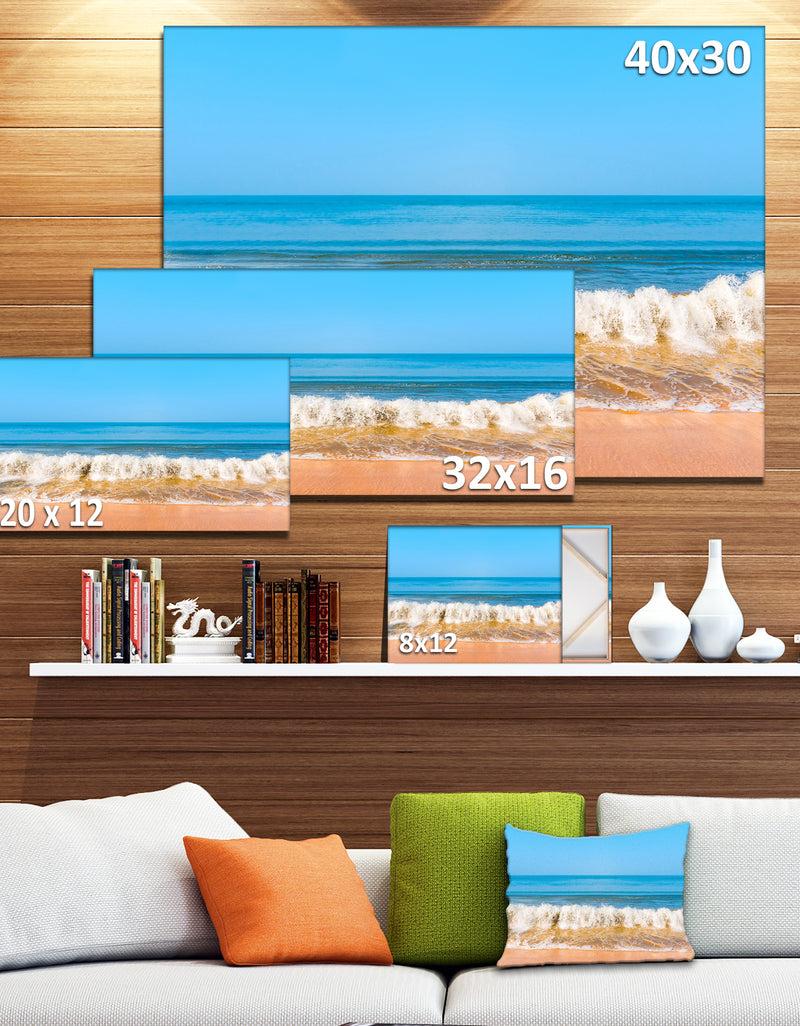 DesignQ Beautiful Blue Sea And Roaring Waves - Beach Canvas Wall Art