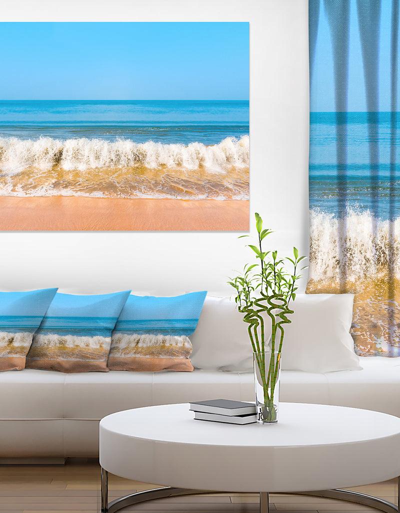 DesignQ Beautiful Blue Sea And Roaring Waves - Beach Canvas Wall Art