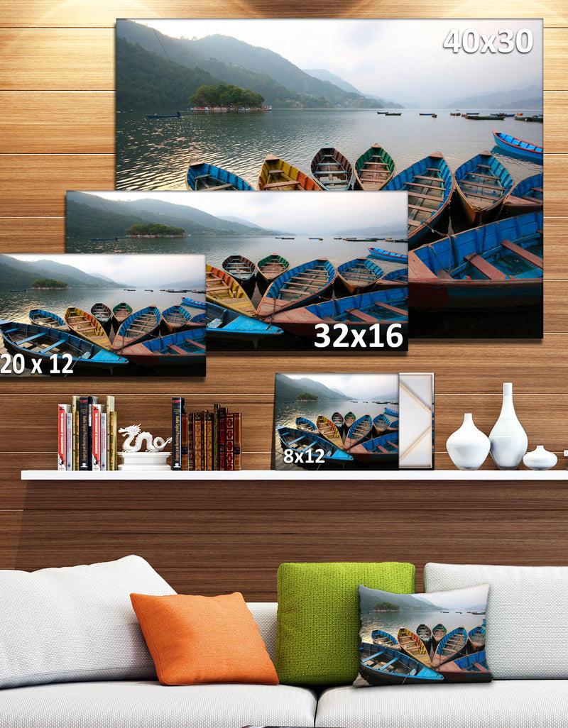 DesignQ Beautiful Boats In Phewa Lake - Boat Wall Artwork On Canvas