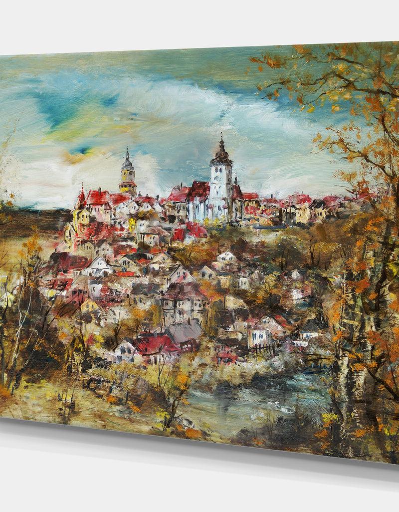 DesignQ Beautiful City - Cityscapes Painting Print On Wrapped Canvas