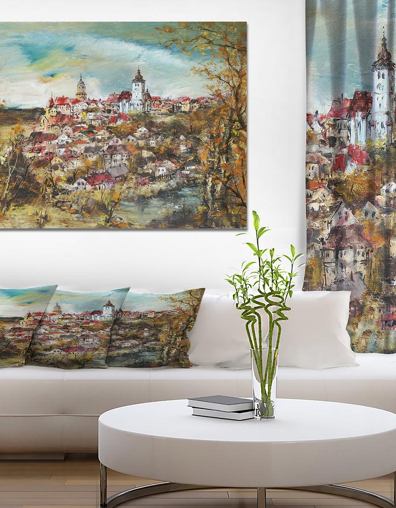 DesignQ Beautiful City - Cityscapes Painting Print on Wrapped Canvas