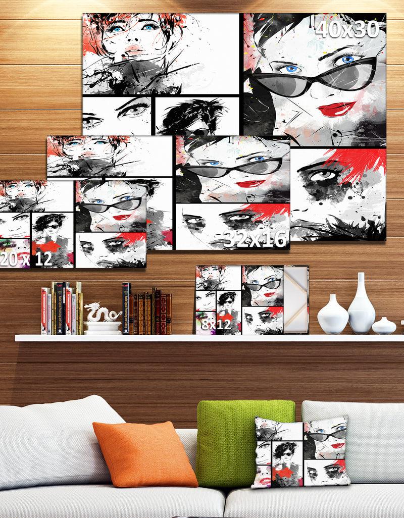 DesignQ Beautiful Faces Collage - Portrait Digital Art Canvas Print