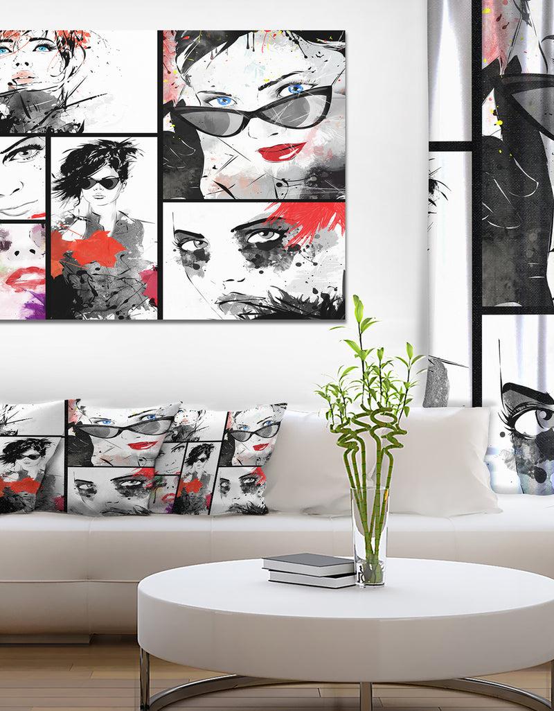 DesignQ Beautiful Faces Collage - Portrait Digital Art Canvas Print