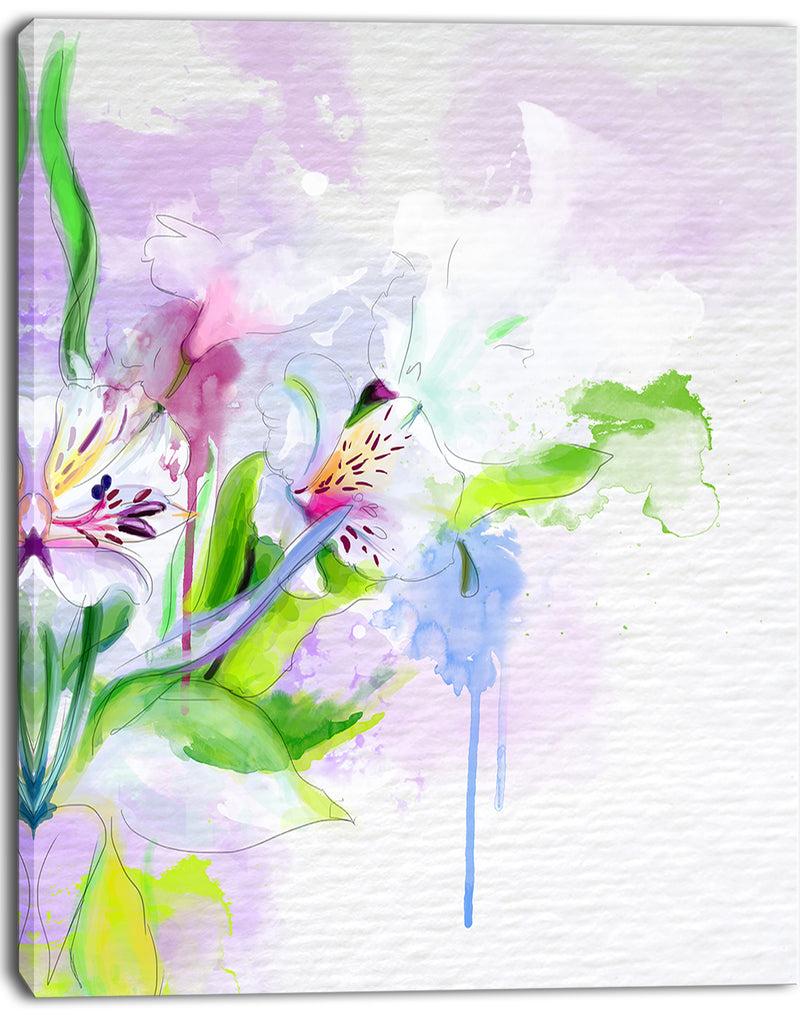 DesignQ Beautiful Floral Sketch Watercolor - Extra Large Floral Canvas Art