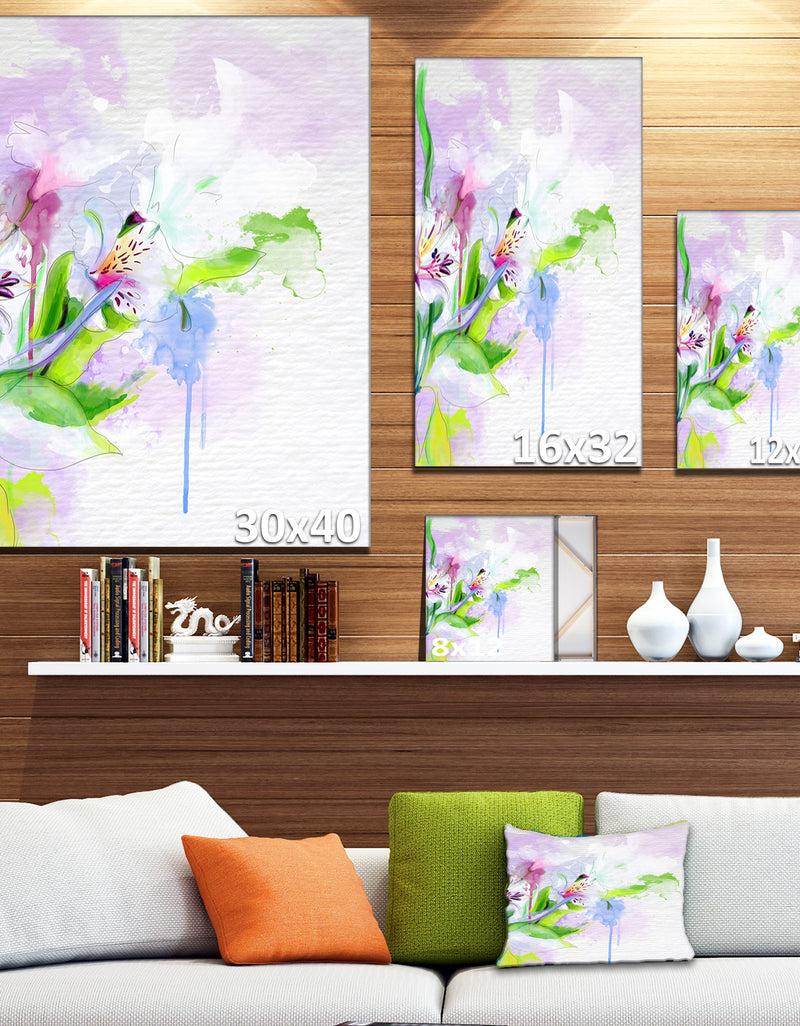 DesignQ Beautiful Floral Sketch Watercolor - Extra Large Floral Canvas Art