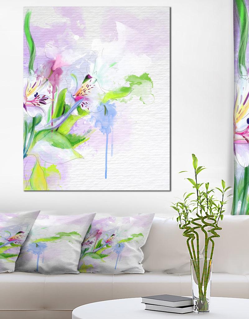 DesignQ Beautiful Floral Sketch Watercolor - Extra Large Floral Canvas Art