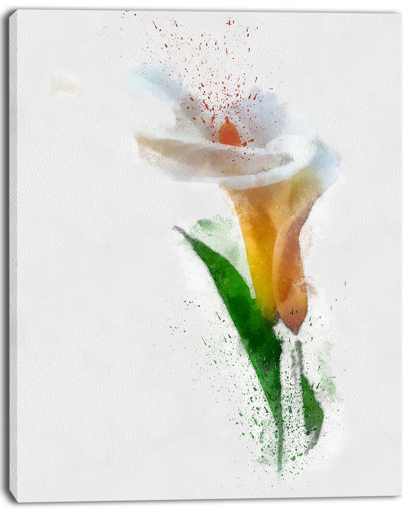 DesignQ Beautiful Flower With Paint Splashes - Large Floral Canvas Artwork
