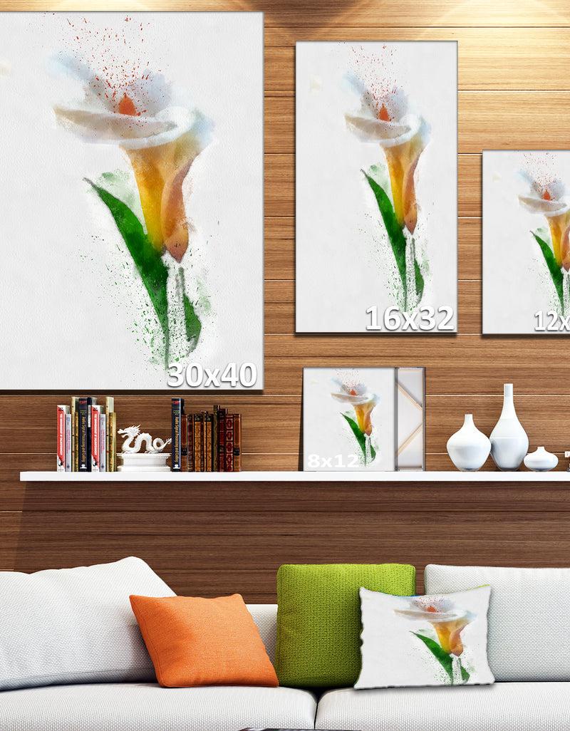 DesignQ Beautiful Flower With Paint Splashes - Large Floral Canvas Artwork
