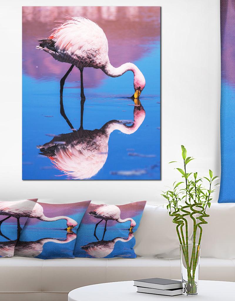 DesignQ Beautiful Food Seeking Flamingo - Extra Large African Art Print