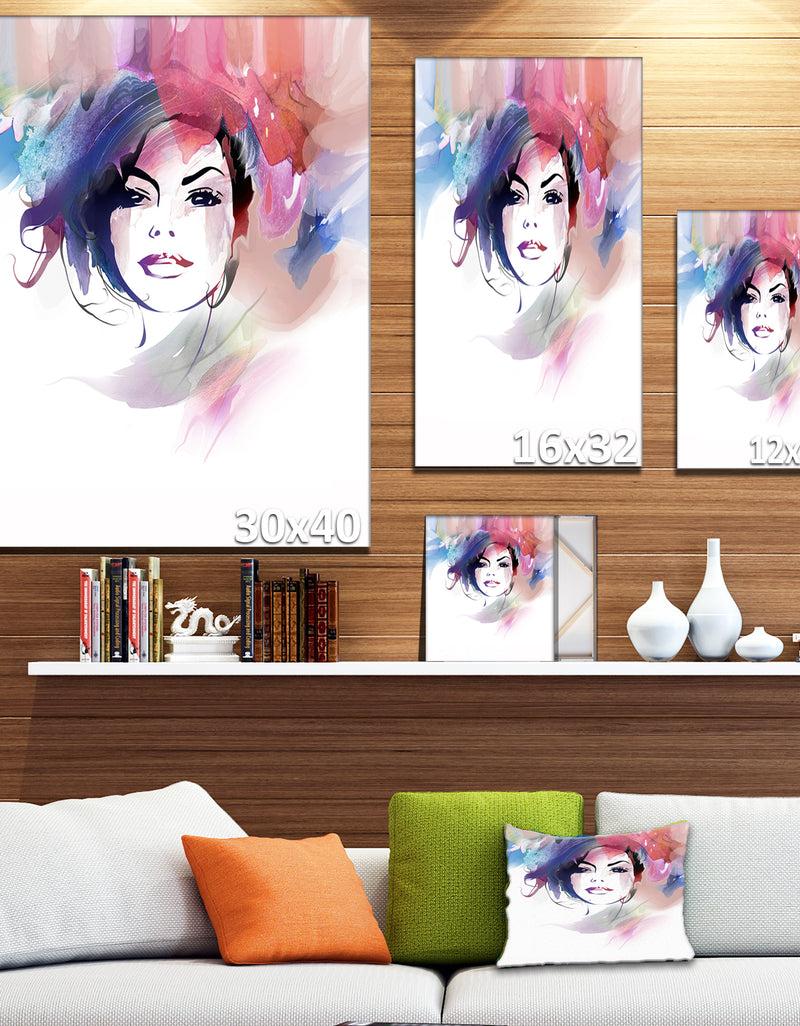 DesignQ Beautiful Girl Portrait - Digital Portrait Art On Canvas