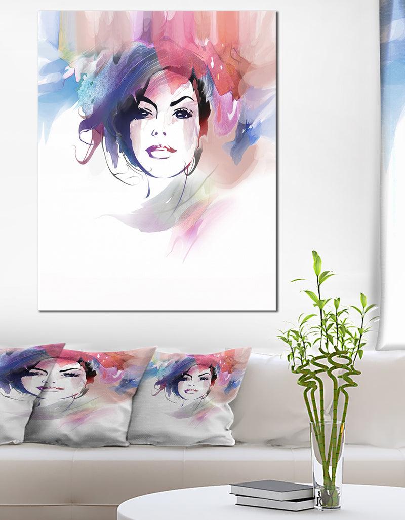 DesignQ Beautiful Girl Portrait - Digital Portrait Art on Canvas
