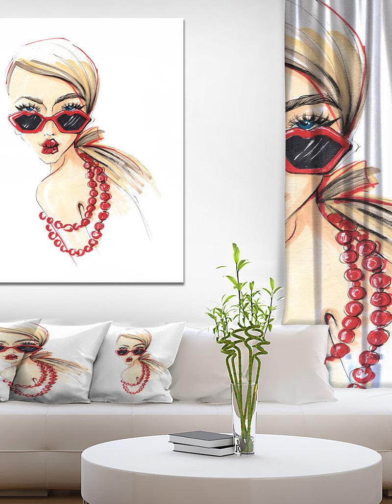 DesignQ Beautiful girls send an air kiss - Glamour Painting Print on Wrapped Canvas