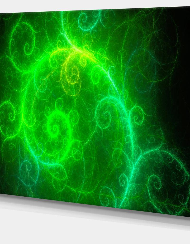 DesignQ Beautiful Green Pattern On Black - Abstract Wall Art Canvas