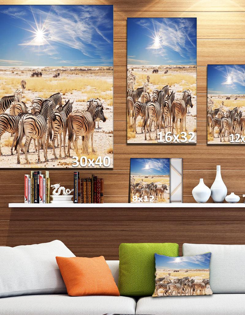DesignQ Beautiful Herd Of Zebra On Bright Day - African Wall Art Print