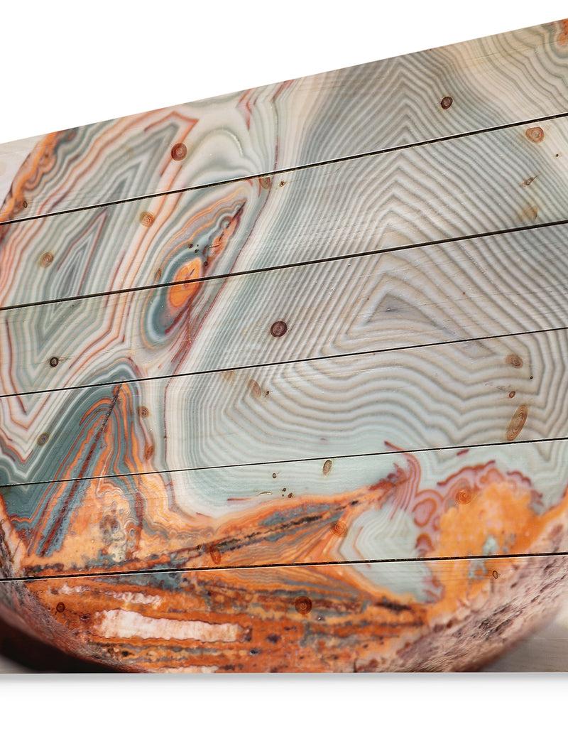 DesignQ Beautiful Lake Superior Agate - Abstract Print On Natural Pine Wood