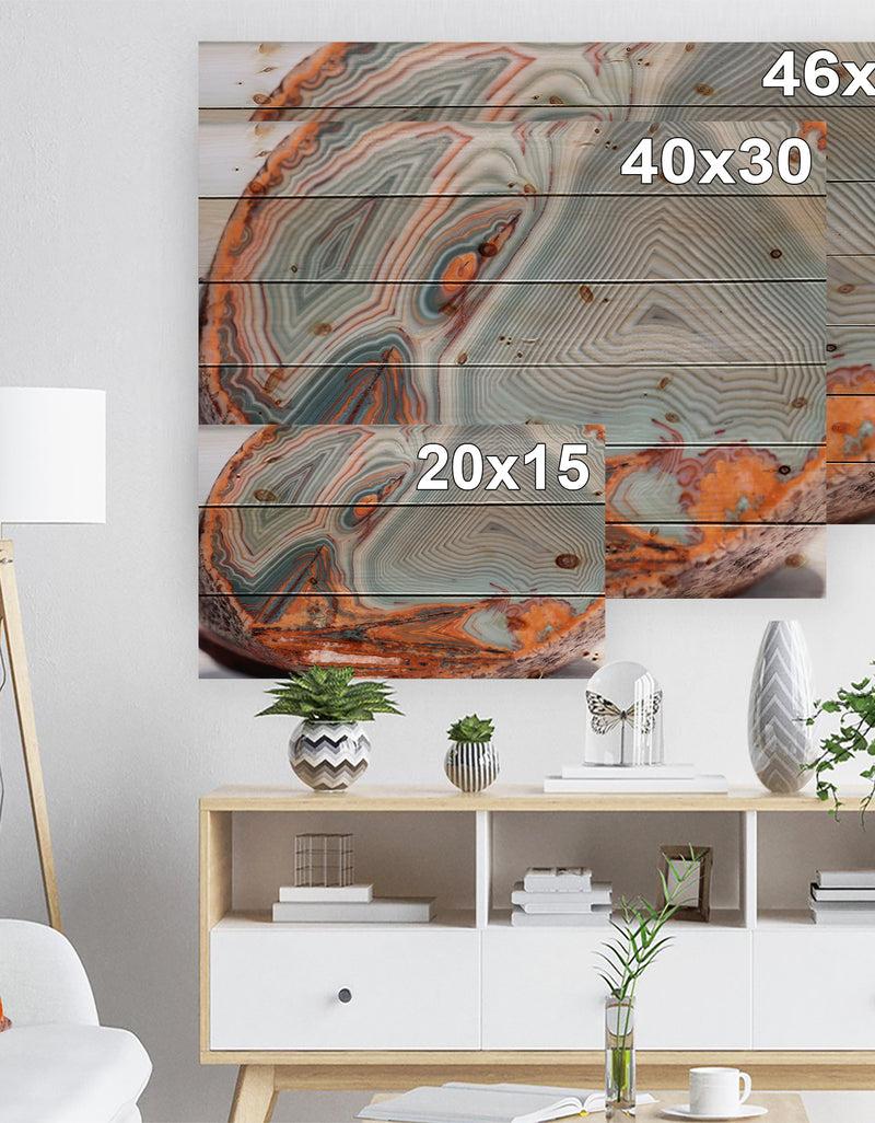 DesignQ Beautiful Lake Superior Agate - Abstract Print On Natural Pine Wood