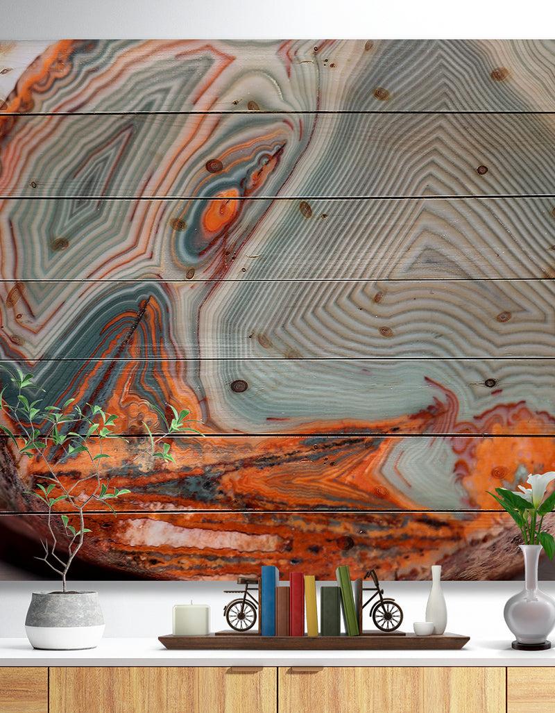 DesignQ Beautiful Lake Superior Agate - Abstract Print on Natural Pine Wood