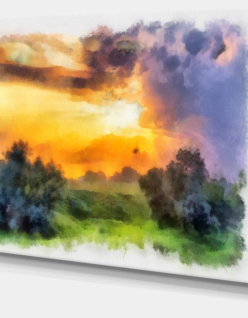 DesignQ Beautiful Landscape Watercolor - Landscape Canvas Wall Art