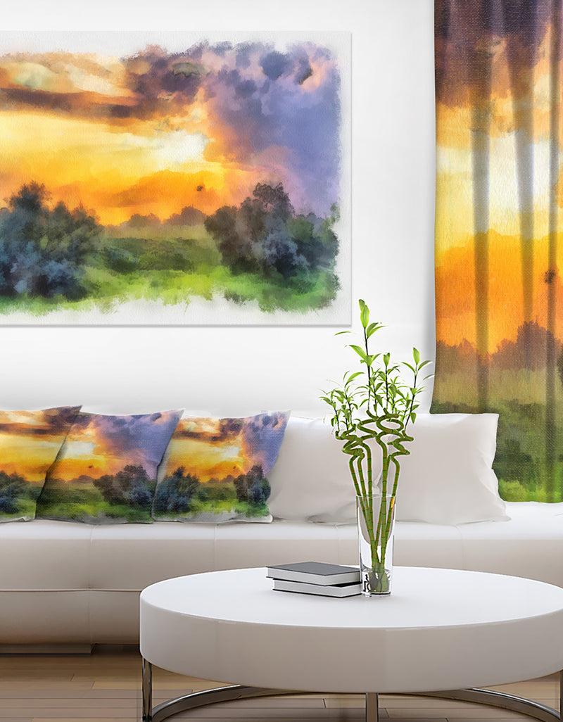 DesignQ Beautiful Landscape Watercolor - Landscape Canvas Wall Art