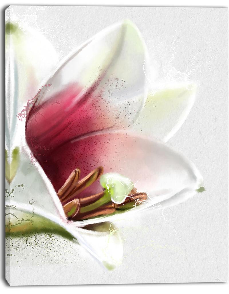 DesignQ Beautiful Lily Flower Watercolor - Flowers Canvas Wall Artwork