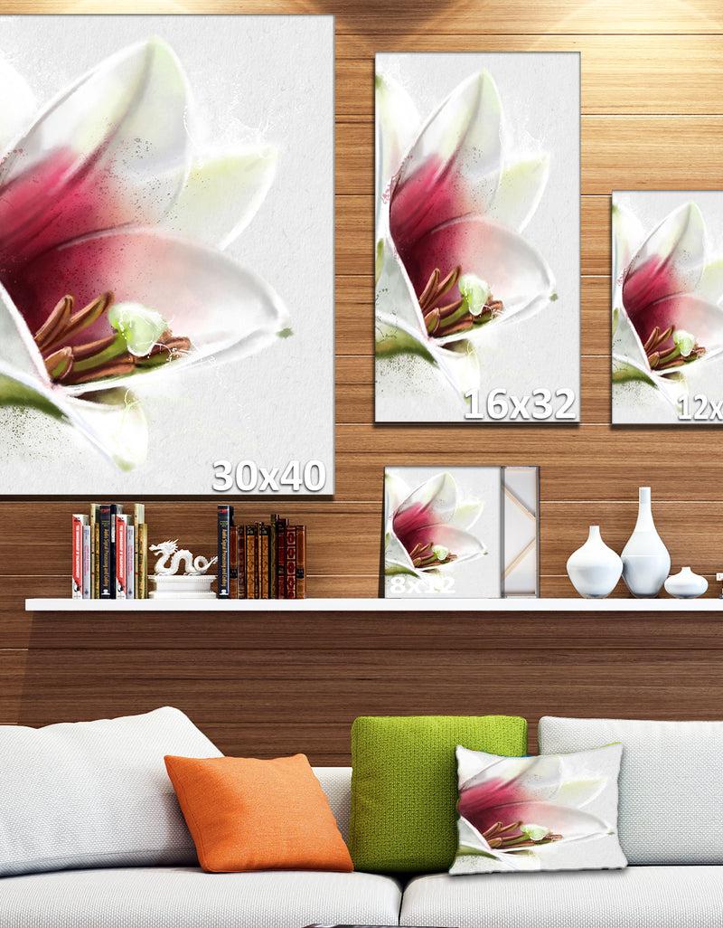 DesignQ Beautiful Lily Flower Watercolor - Flowers Canvas Wall Artwork