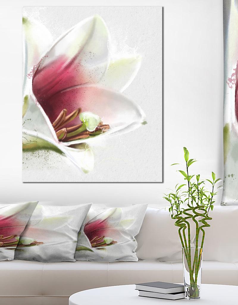 DesignQ Beautiful Lily Flower Watercolor - Flowers Canvas Wall Artwork