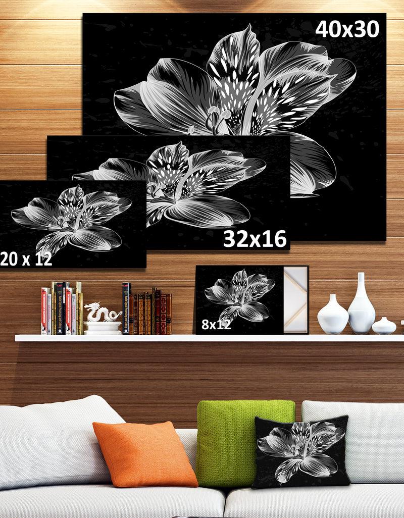 DesignQ Beautiful Monochrome Alstroemeria Flower - Extra Large Floral Wall Art