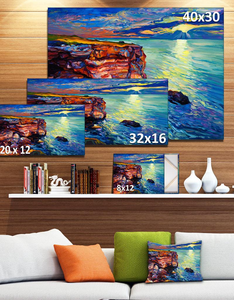 DesignQ Beautiful Ocean And Cliffs - Seascape Painting Canvas Print