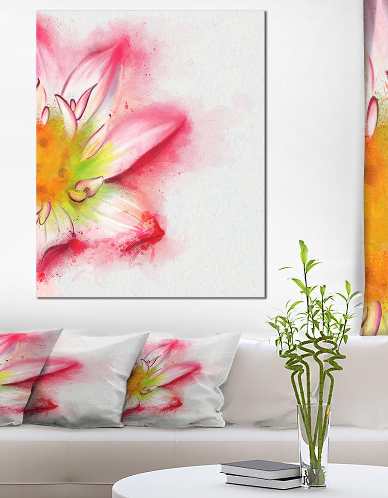 DesignQ Beautiful Pink Flower Painting - Large Floral Canvas Artwork