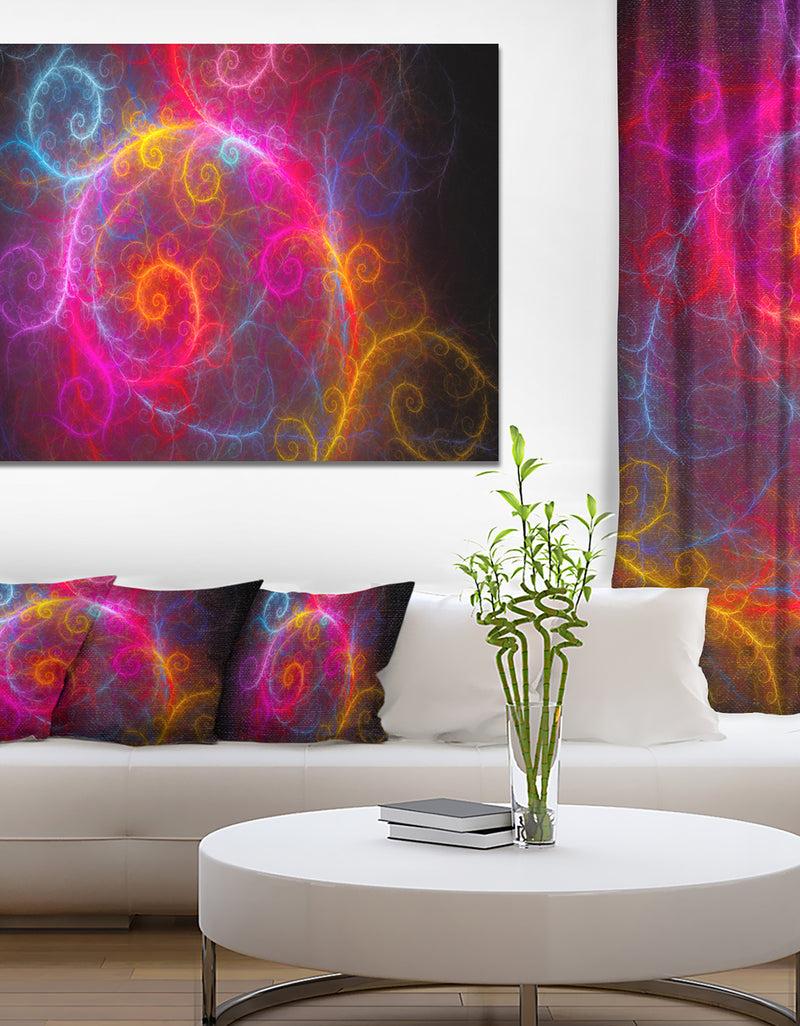 DesignQ Beautiful Pink Pattern On Black - Abstract Wall Art Canvas