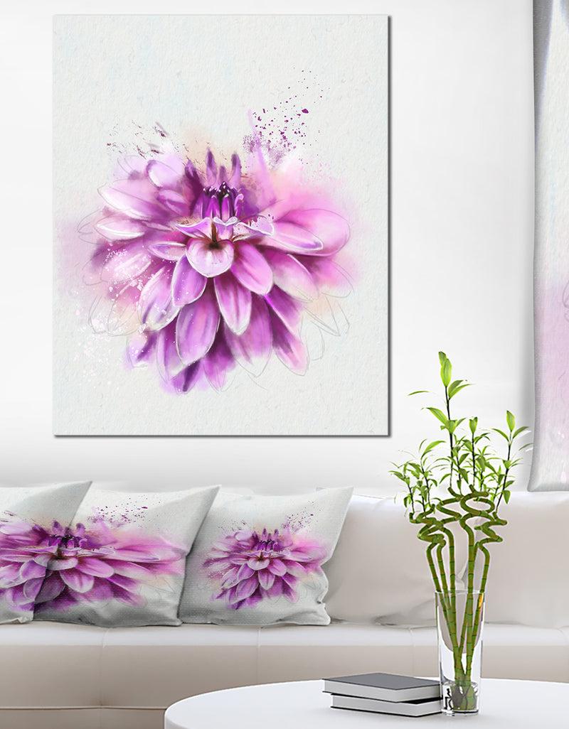 DesignQ Beautiful Pink Watercolor Flower - Flower Canvas Print Artwork